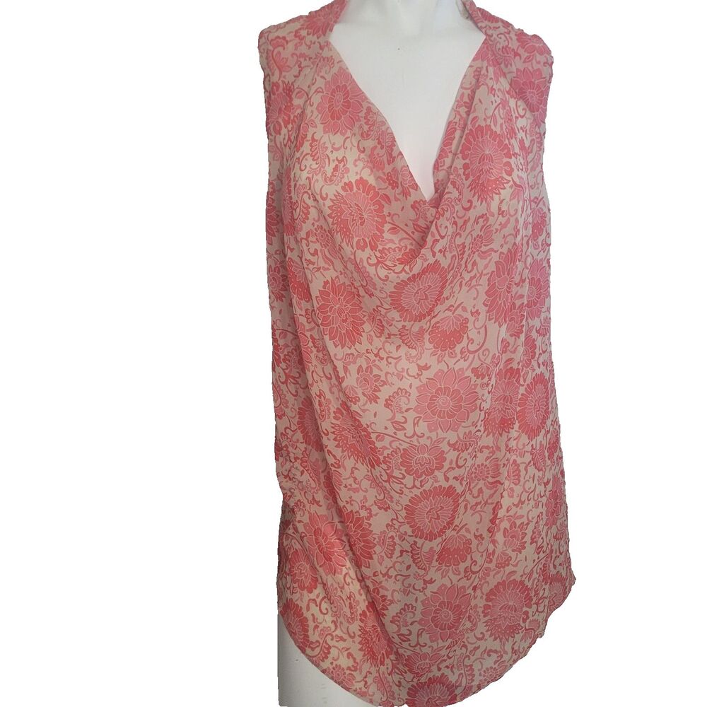Cabi Medium blouse lightweight tunic top v-neck keyhole open back sheer